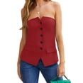 thumbnail image 6 of Sleeveless Women's Sexy Plunge Vest Jacket Button Fitted Strapless Work Suit Tank Top, 6 of 7