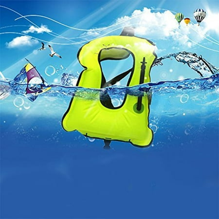 Water Sports Adults Inflatable Life Jacket Vest for Snorkeling Surfing Boating Swimming (Best Inflatable Snorkel Vest)