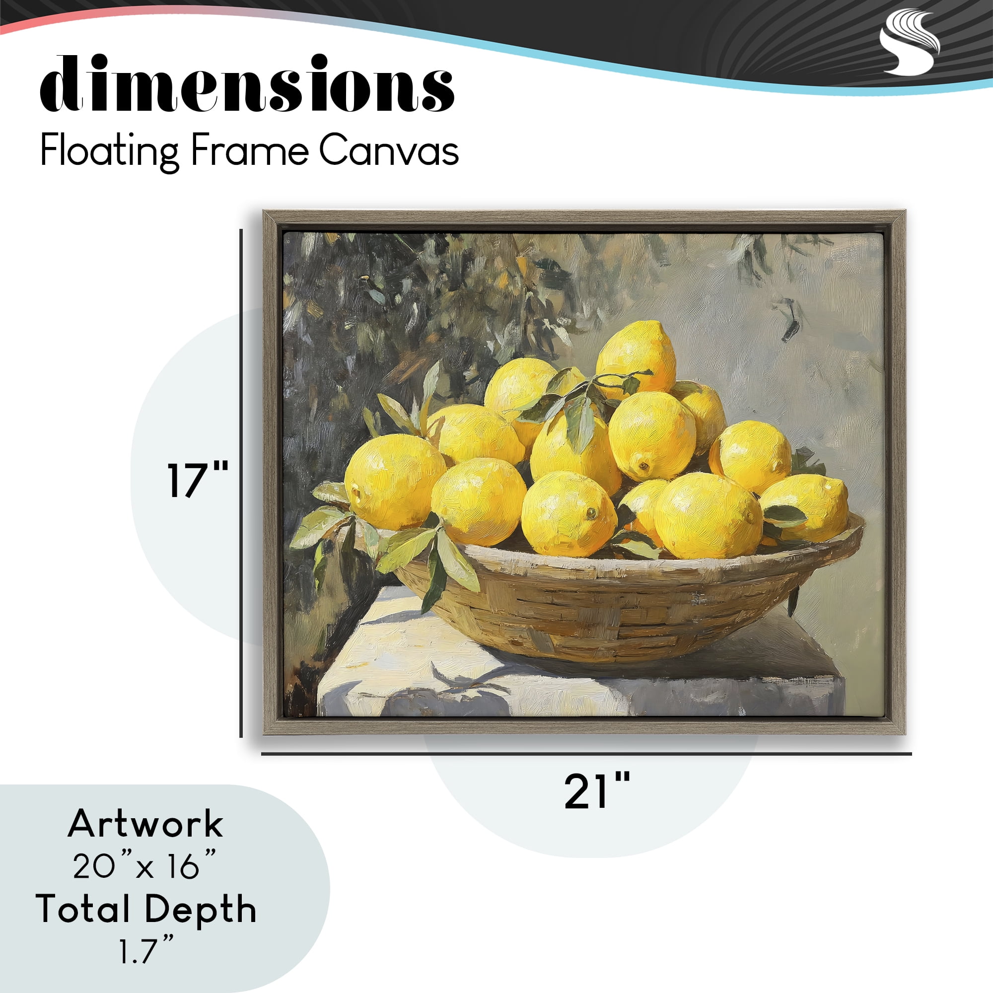 Stupell Industries Basket of Lemons in Sunlight Brown Framed Floater Canvas Wall Art, design by Creative Studio