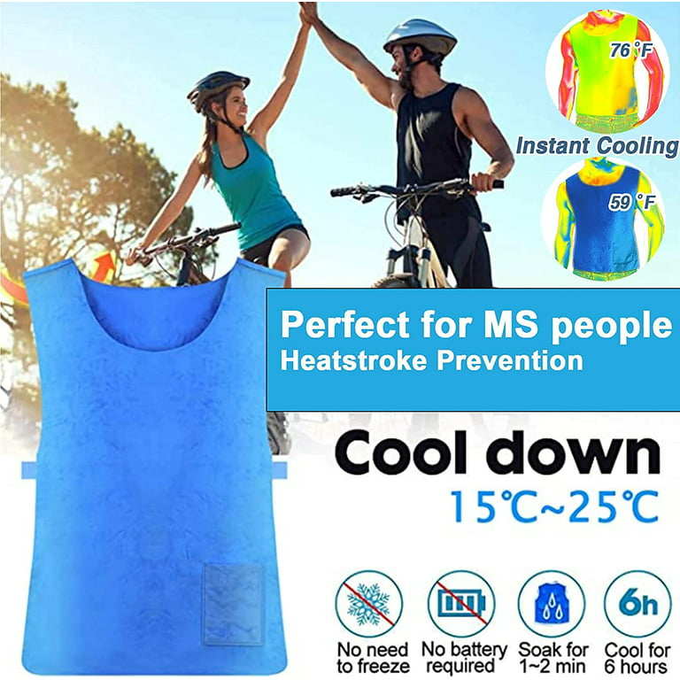 Evaporative Cooling Vest for Men Women: Water Activated Ice Cold Vest for  MS Body Cool Down Motorcycle Sport Hot Weather, Blue, XX-Large