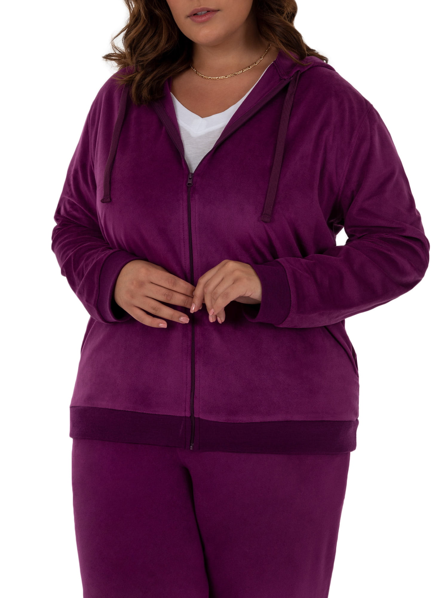 Athletic Works Women's Plus Size Velour Hoodie Jacket - Walmart.com