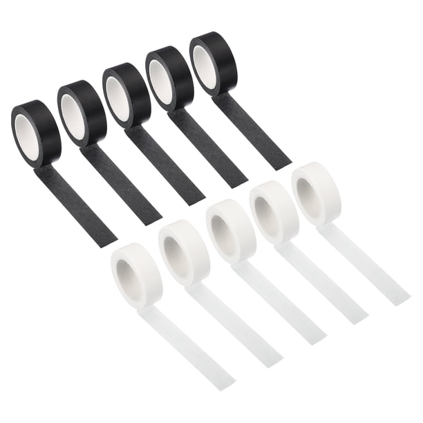 Cinta washi holográfica Uxcell de 0.59 pulgadas x 10.93 yardas, 10 rollos de cinta adhesiva enmascaradora, blanca, negra