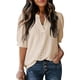 thumbnail image 1 of Mujeres de Manga Corta Tops Cuello en V de la Manga de la Moda Hueca Delgada Casual Top Color Sólido para Primavera Verano, 1 of 7