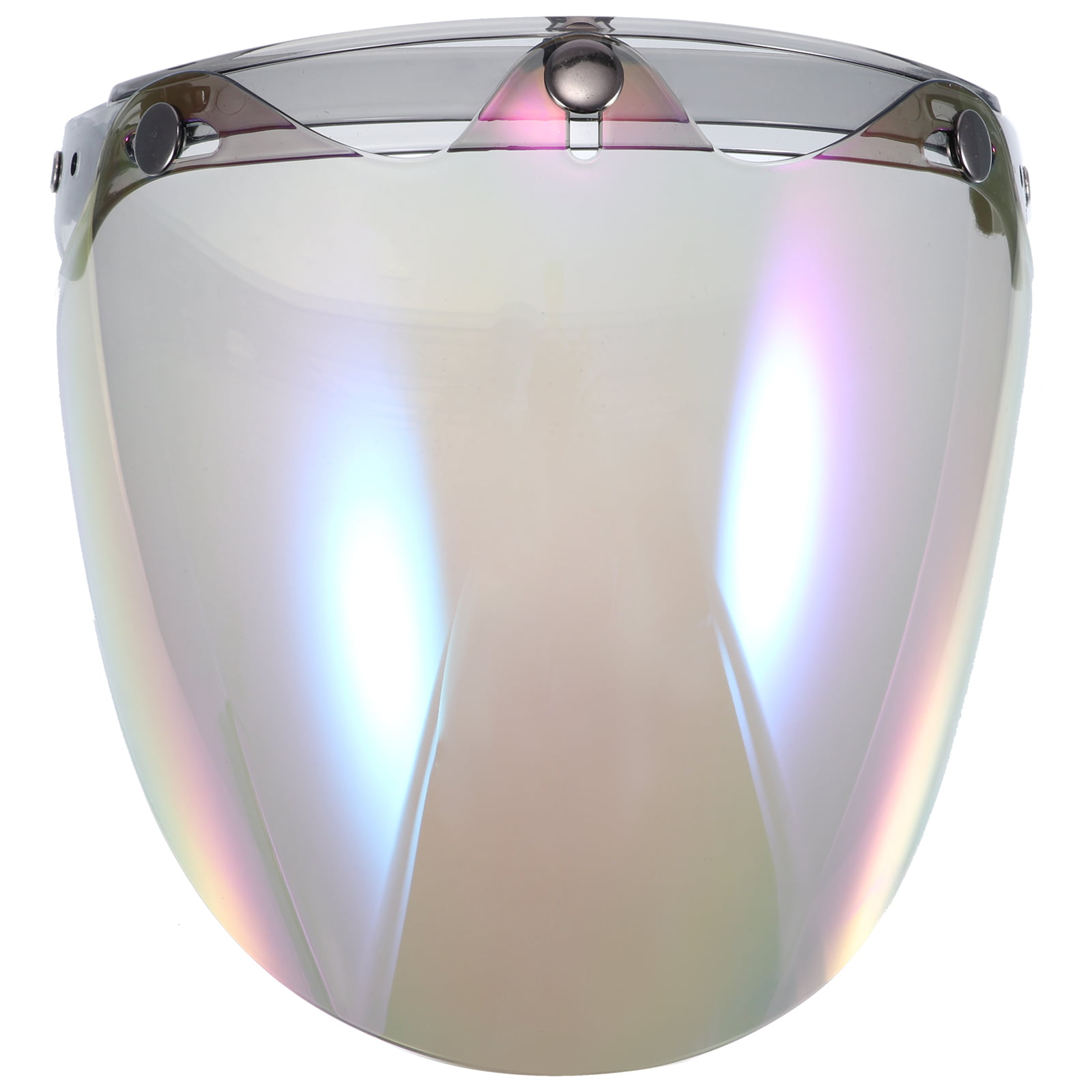 3 Snap Bubble Face Shield Visor For Open Face Cafe Retro Helmets Iridium Rainbow