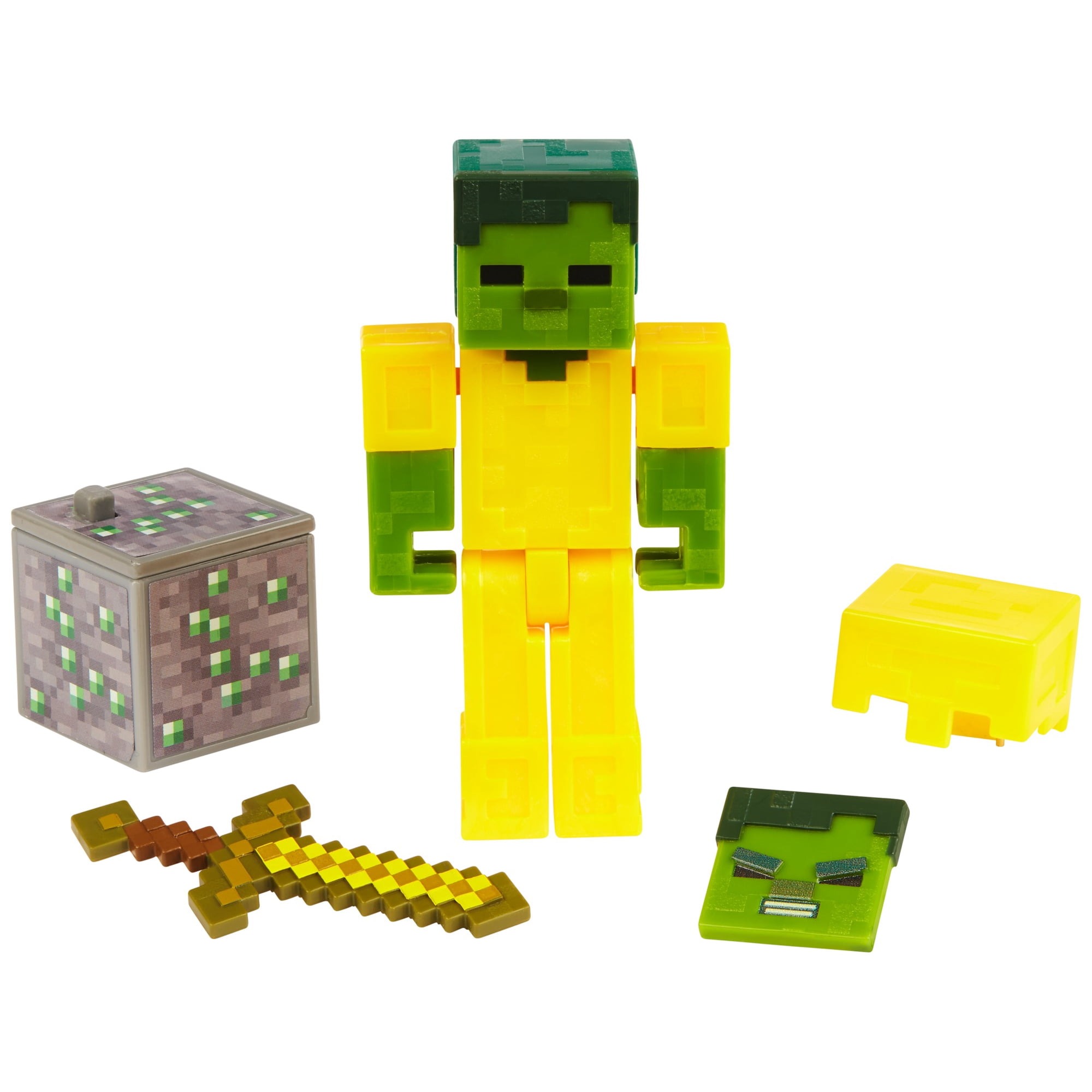 minecraft 3 25 zombie with gold armor figure walmart com