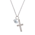 thumbnail image 2 of Delight Jewelry Silvertone Little Bird Initial - T - Be Strong and Courageous Engraved Cross Zoey Necklace, 28", 2 of 4