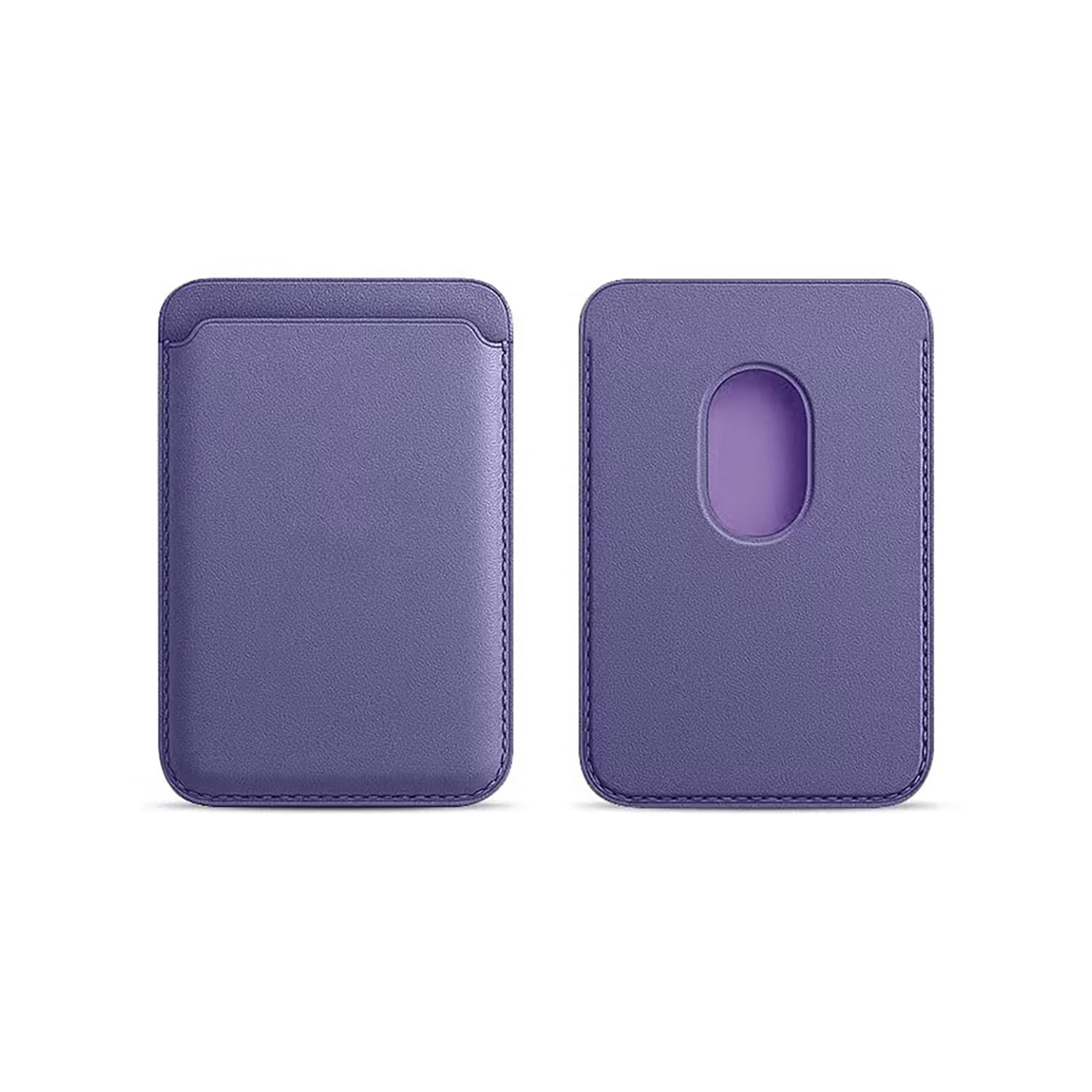Leather Card Carrier with Magnetic Back - Lilac