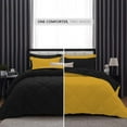 thumbnail image 3 of D.N.G. BEDDINGS 5 Piece Luxury Reversible Diamond Pattern Comforter Set Premium Super Soft, All Season 800 TC, 100% Egyptian Cotton Full/Queen Size Gold/Black Solid Color, 3 of 7