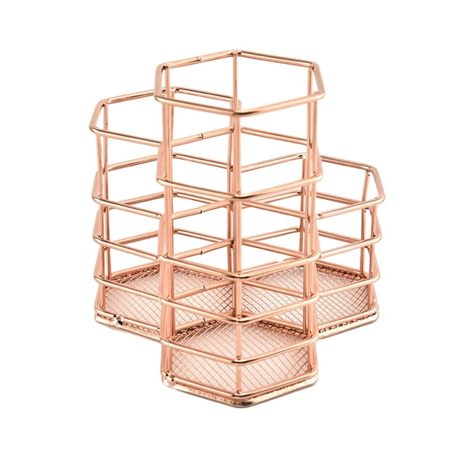 Maytalsory Easy Access Stationery Storage Container For Office And Home Multi-functional Makeup Brushes Storage rose gold S(12.5*10.5*6cm) 1Set