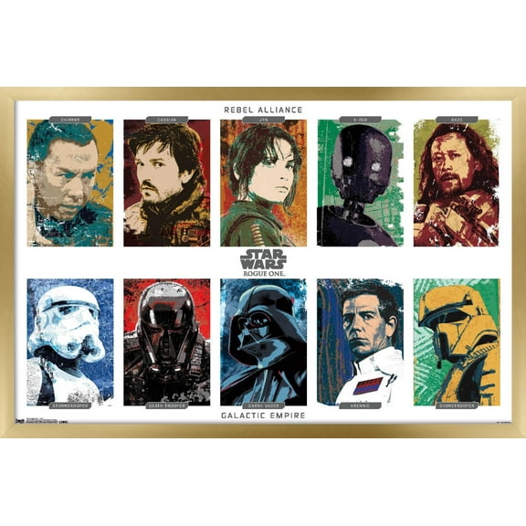 Star Wars: Rogue One - Grid Wall Poster, 14.725" x 22.375", Framed