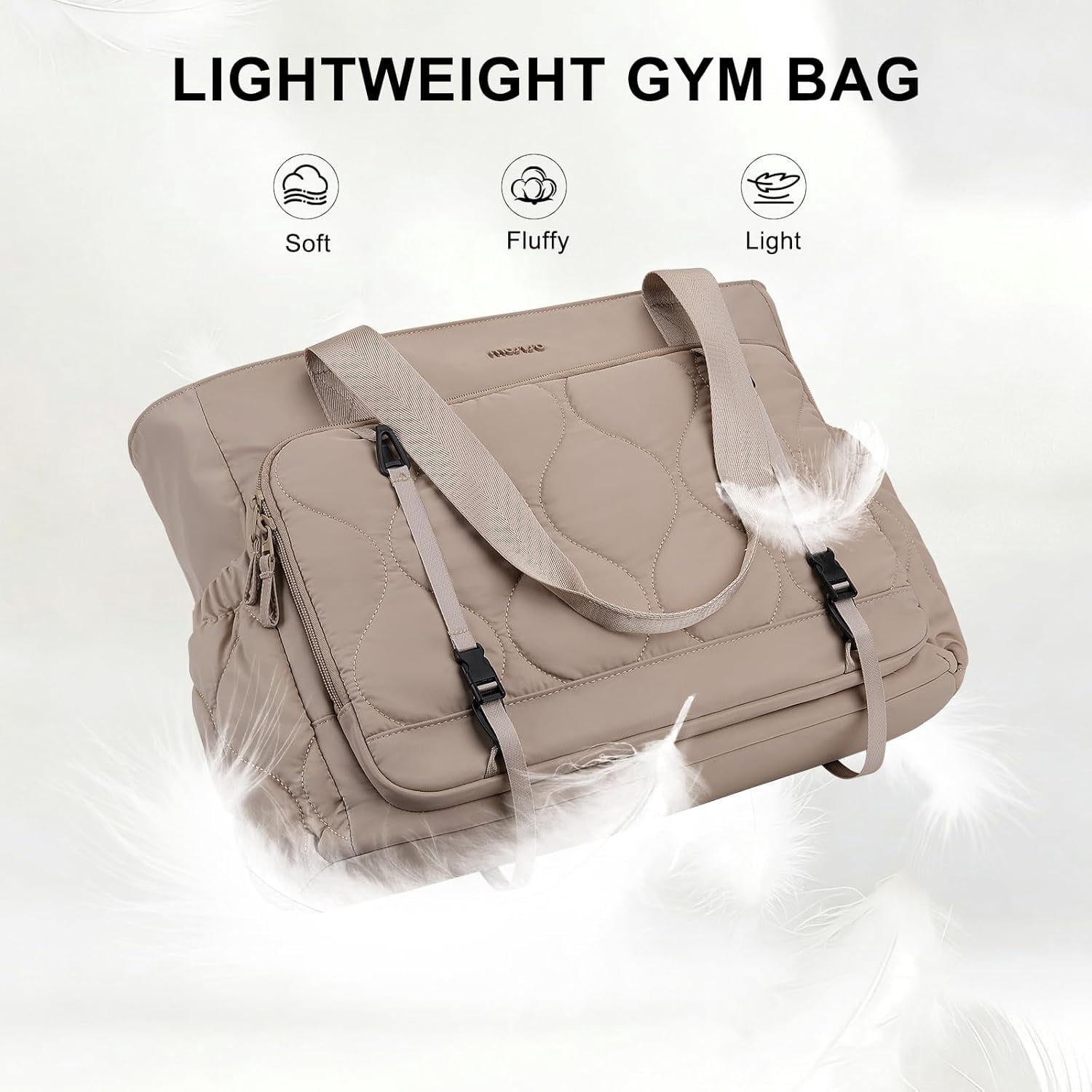 MOSISO Mini Gym Bag for Women, Small Gym Tote Puffy Quilted Sports Duffel Bag, Travel Duffle Carry On Weekender Bags with Compartment&Front Pocket for Travel, Sports, Fitness, Yoga