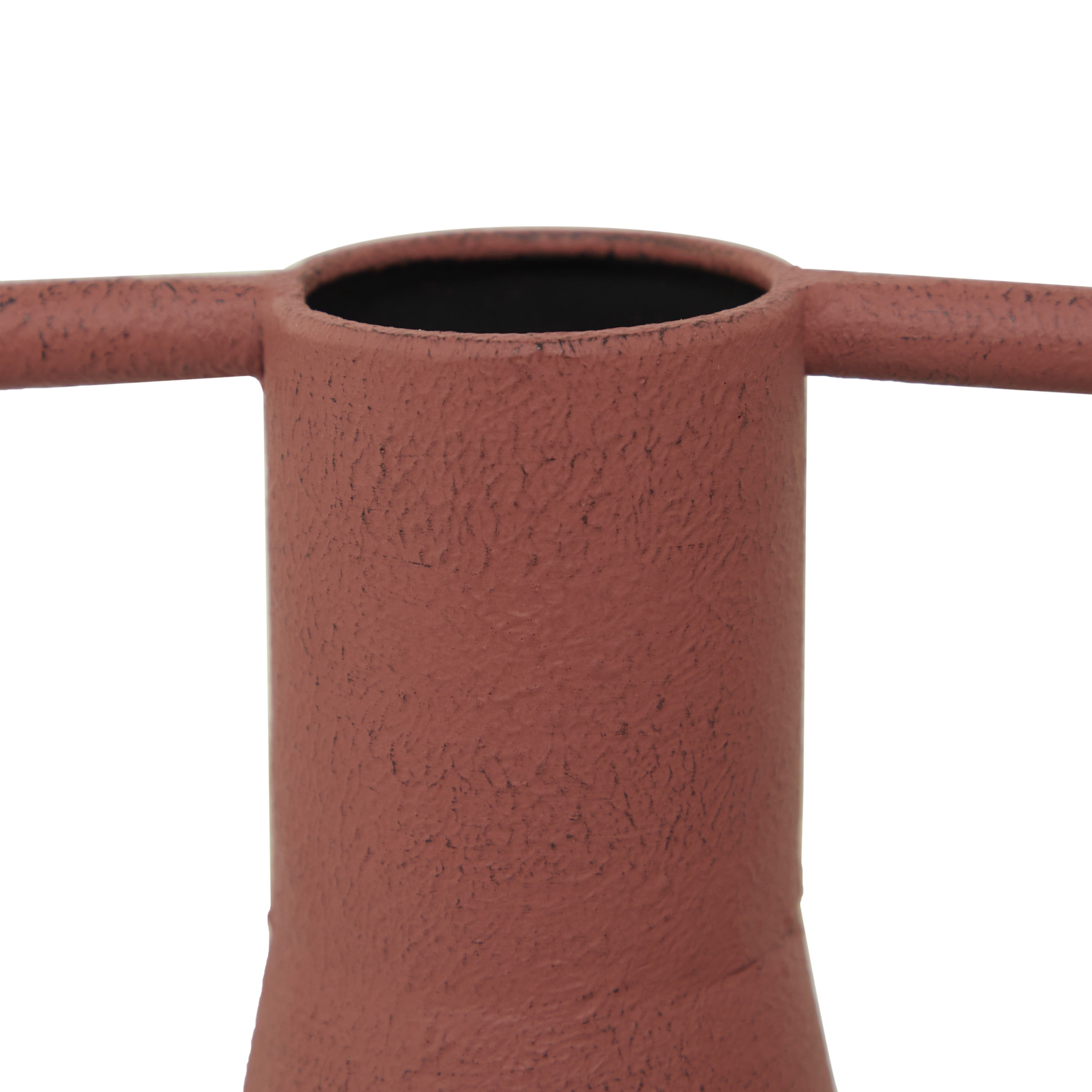 DecMode 12", 14"H Orange Metal Vase with Handles, Set of 2