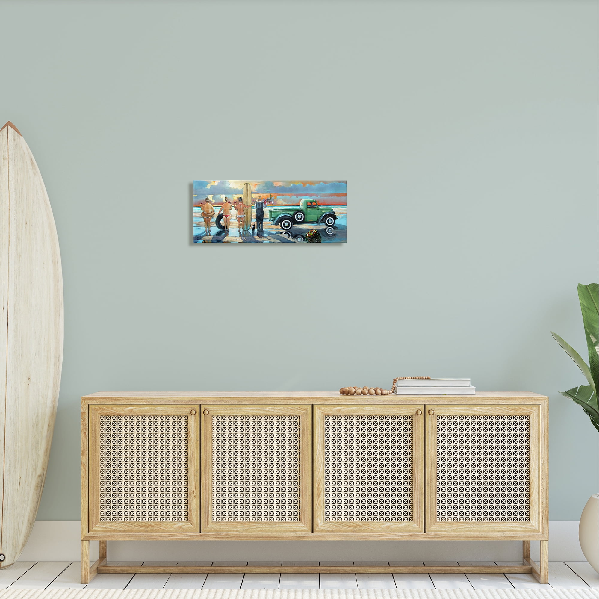 Stupell Butler Serving Beach Girls Scene Landscape Painting Gallery Wrapped Canvas Print Wall Art
