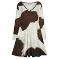 thumbnail image 3 of Texture of Brown Cowhide with Brown Spots Long Sleeve Sexy Dresses For Women Ladies Vintage Elegant Party Dress Oversized V-neck Dress, 3 of 7