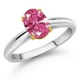 thumbnail image 2 of Gem Stone King 925 Sterling Silver and 10K Yellow Gold Pink Zirconia Solitaire Engagement Ring for Women (1.21 Cttw, Oval 8X6MM, Gemstone Birthstone, Size 7), 2 of 4