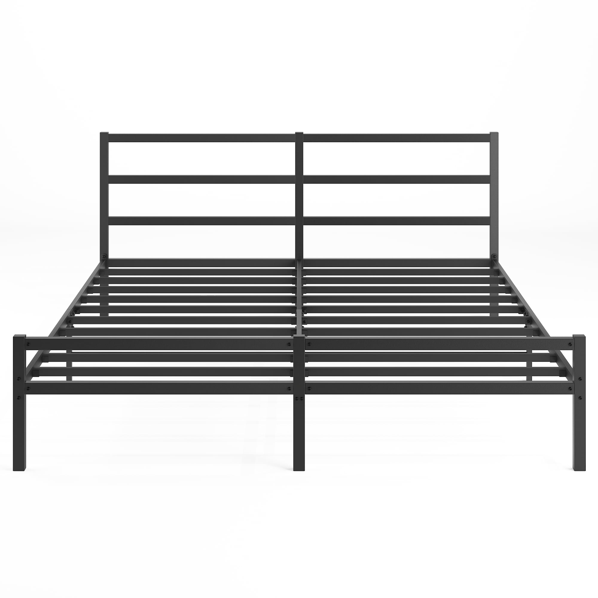 DEALTOPS King Metal Platform Bed with Headboard and Footboard, Sturdy Metal Frame, Bedroom, Black