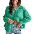 thumbnail image 3 of Penkiiy Cardigan Décontracté à Manches Longues pour Femmes, Col Rond, Boutonné, Tricoté, L Vert, 3 of 6