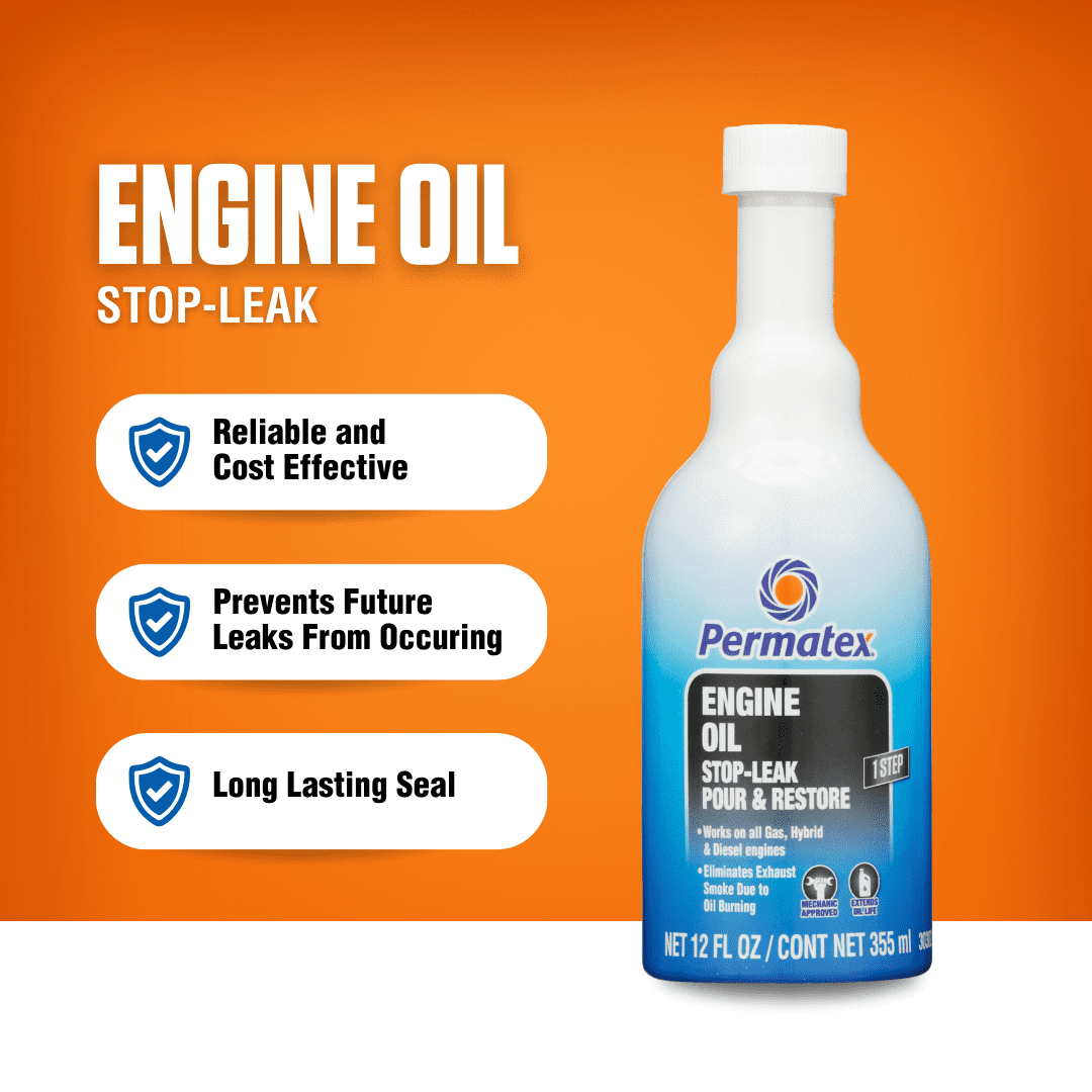 (12 pack) Permatex 30302 Engine Oil Stop Leak, Effectively Stops and Prevents Oil Leaks, 12 oz