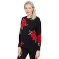 thumbnail image 3 of Alfred Dunner Womens Floral Jacquard Long Sleeve Sweater, 3 of 6