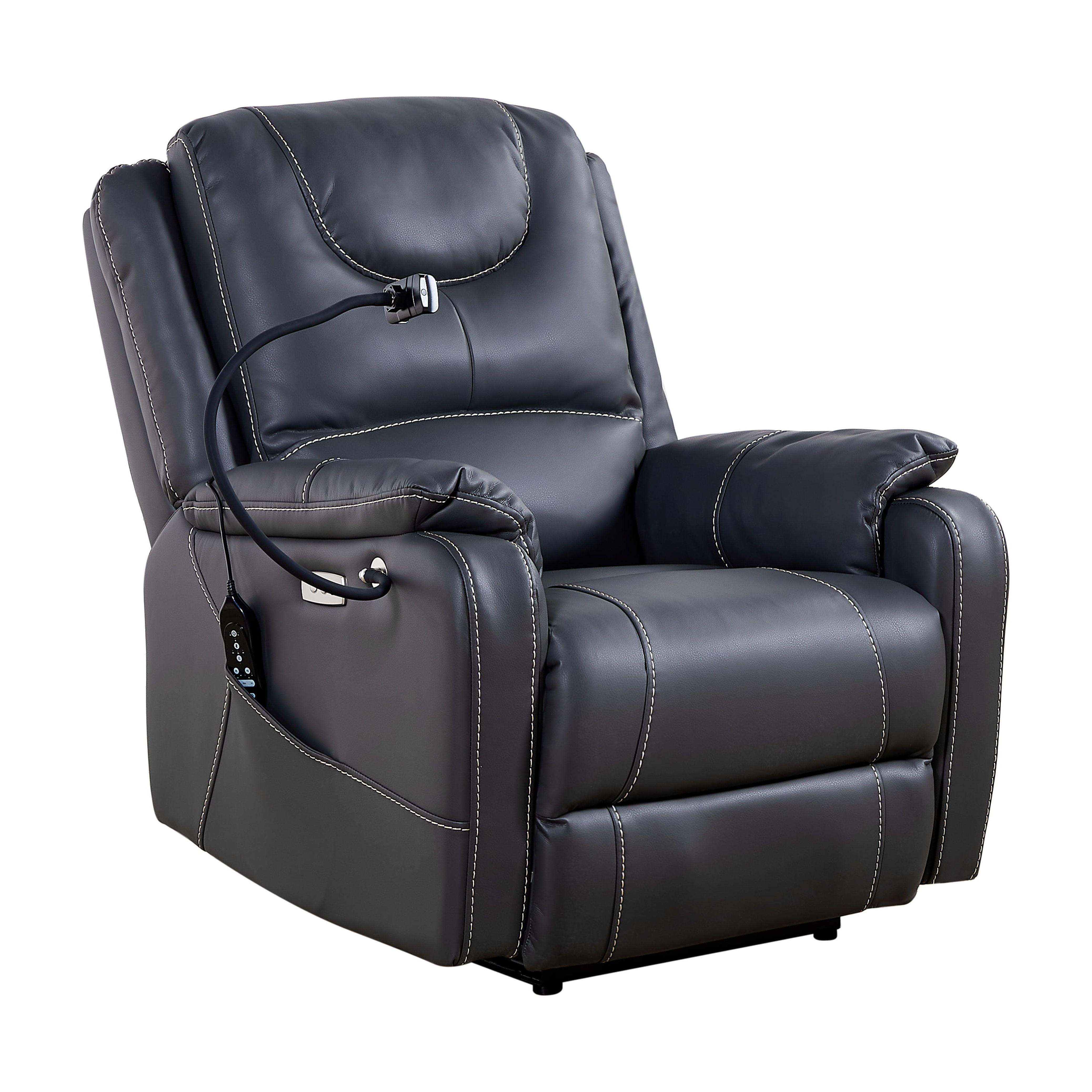 MAYEERTY Zero Gravity Power Recliner with Massage, Heating & Phone Holder, Black