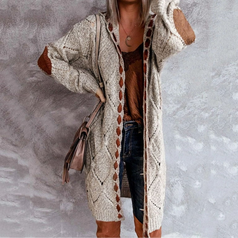 HSMQHJWE Plus Size Cardigan Sweater For Women 24X Long Sweater For Women Open Cardigan Pockets Sleeve Front Long Coat Sweaters Womens Patchwork Knit