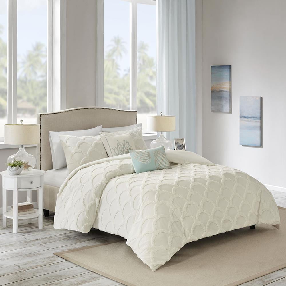 Harbor House Cannon Beach 3 Piece Cotton Chenille Duvet Cover Set White