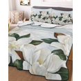 thumbnail image 3 of Quilts Twin-XL Size Bedding Set, Spring Magnolia Flower Lightweight Quilted Comforter, White Floral Botanical Light Blue Reversible Bedspread Coverlet with Pillow Covers for All Season, 68" x 98", 3 of 7