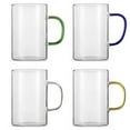 thumbnail image 2 of 4 tazas de café de vidrio, 17 oz, transparentes con mango de color, aptas para lavavajillas y microondas, 2 of 7