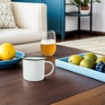 thumbnail image 1 of QUMIIRITY 2Pcs White Enamel Coffee Mugs with Flat Base Iron Interior Practical for Home, 1 of 8