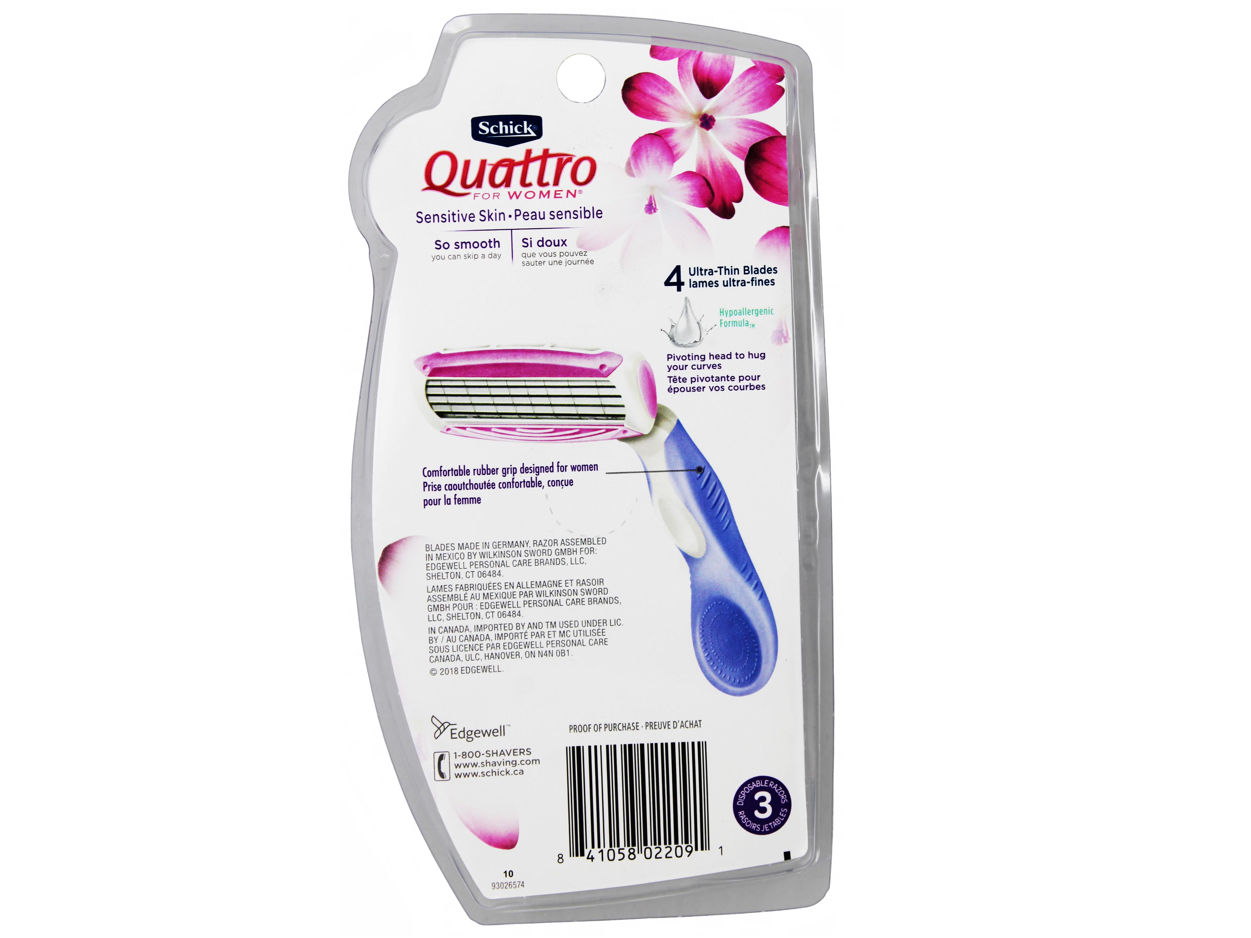 Schick Quattro Quattro for Women Sensitive Skin Disposable Razor - 3 ct - 2 pk