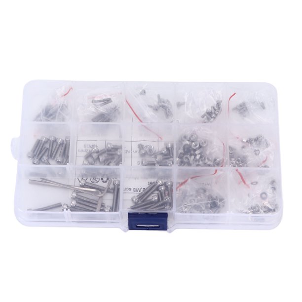 Kit de Lavadoras de Tuercas de Pernos, Óxido de 320 piezas de tornillos hexadecimales kit de surtido de tuercas de tuercas 304 acero para oxidable para camiones para automóviles