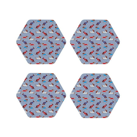 

Vsdgher winter Dachshund Leather Coasters for Drinks Durable Drink Coasters 4 Set for Tabletop Protection Luxurious Home Décor and Housewarming Gift-Hexagon