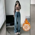 thumbnail image 4 of Vaqueros de pierna ancha de cintura alta para mujer, pantalones de fregar rectos retro, de terciopelo popular y finos, versátiles, drapeados, novedad de 2023, 4 of 4