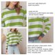 thumbnail image 3 of Sudadera a Rayas para Mujer, Manga Larga, Cuello Redondo, Sencillo, Agradable para la Piel, Jersey Delgado de otoño, Tops para Citas en casa, Trabajo, Verde, XL, 3 of 4