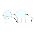 thumbnail image 2 of Womens Tassle Cloud Shape Rimless Unique Retro Party Shade Sunglasses Gold - Blue, 2 of 4
