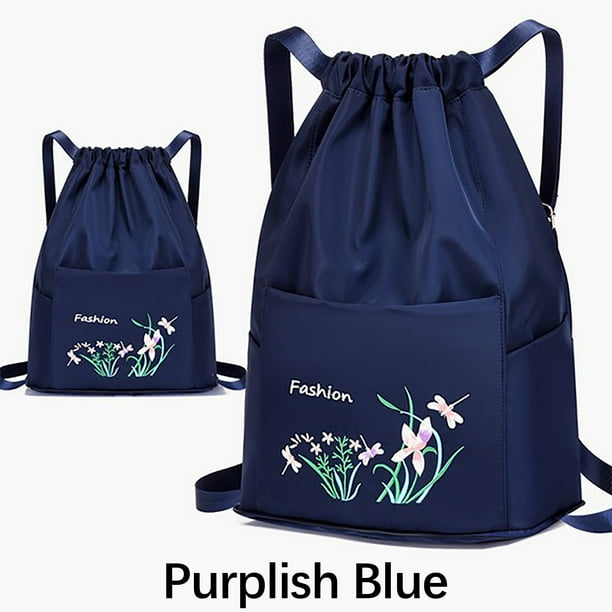 Foldable Drawstring Large Capacity Embroidered Backpack, Drawstring Backpack For Women Travel Backpack
