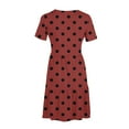 thumbnail image 5 of Sakmal Summer Dresses for Women Loose Fit Basic Polka Dot Short Sleeve Comfort Fit Red Long Sundress, 5 of 5