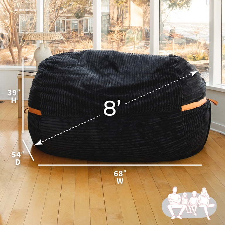 Big Joe, Fuf XXL, 8Ft Giant Foam Bean Bag, Corded Plush - Walmart.com