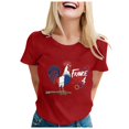 thumbnail image 1 of TSADFHJI Hauts de Fête de Noël pour Femmes, T-Shirt Imprimé Décontracté à Manches Courtes, Blouse Ample, S Rouge, 1 of 5