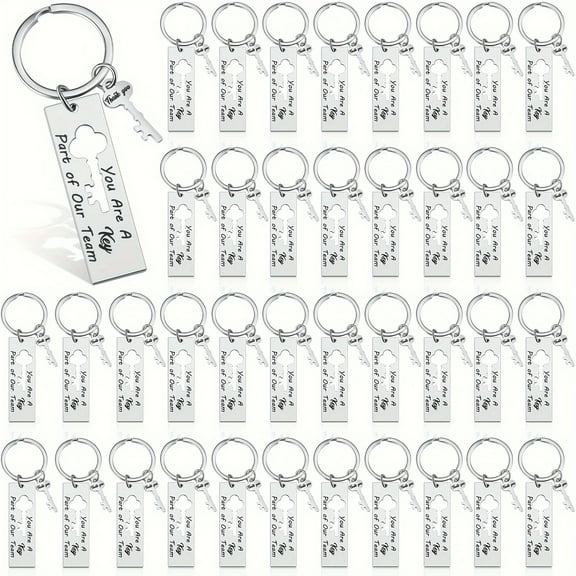Goodfull 48pcs Siver Team Appreciation Keychain Gift for New Years Christmas , Nurse Employee Thank You Keyring Bulk for Coworker Staff, Creative Team Gifts Inspiration Gifts for Teammate
