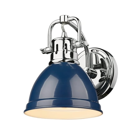 

Golden Lighting 3602-Ba1 Duncan 9 Tall Bathroom Sconce - Chrome / Navy Blue