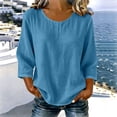 thumbnail image 3 of cocolona Womens Summer Tops 3/4 Sleeve Crew Neck Shirts Dressy Casual Loose Pullover Blouses, 3 of 5