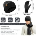thumbnail image 6 of QKURT Men's Beanie Gloves Scarf Set, 3 in 1 Winter Thermal Hat Gloves Neck Warmer Set Thick Fleece Touchscreen Glove Knitted Cap Cold Weather Accessories Sets, 6 of 7