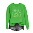 thumbnail image 6 of Women Halloween Rhinestone Graphic Crew Neck Sweatshirt, Long Sleeve Fall Casual Pullover Top for Holiday Daily Wear(Green2,XL), 6 of 6