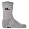 thumbnail image 4 of Champion Kids Socks, Pack Of 6 - Crew Socks, Solid Colour Black/Grey/White 31-34, 4 of 7