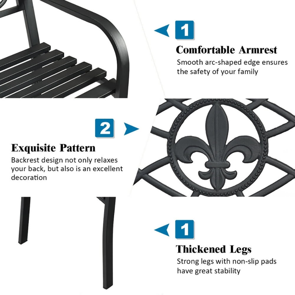 Aimee Lii 50 Inch Patio Heavy-Duty Metal Garden Bench, Outdoor Patio Furniture Aimee Lii 50 Inch Patio Heavy-Duty Metal Garden Bench, Outdoor Patio Furniture
