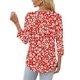 thumbnail image 5 of WMTBSRSW 3/4 Sleeve Shirts for Women Fashion Floral Print V Neck Fall Tops Basic Tunic Tops Loose Casual Dressy Top Red2 X-Large, 5 of 7