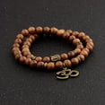 thumbnail image 3 of 1pc 108 Mala Wenge Beads Wooden Wrapped Bracelets, Prayer Yoga Bracelets For Men Women,15, 3 of 15