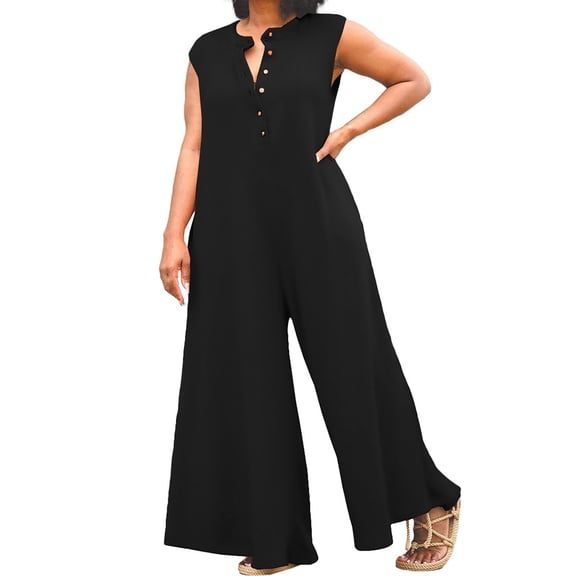 Vedolay Formal Jumpsuits For Women Women's 2023 Summer Casual One Shoulder Sleeveless Smocked High Waist Loose Wide Leg Jumpsuit Romper,Green M