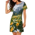 thumbnail image 2 of Kdxio Mountain Daisy Meadow Pattern Womens Short Sleeve Sleepshirt Scoopneck Cute Nightdress Ruffle Comfy Nightgown, 2 of 6